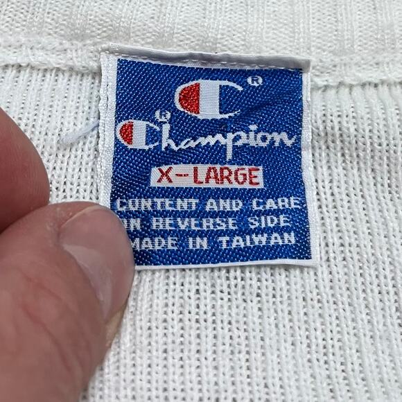Vintage Champion Wisconsin Badgers White V-Neck Sweater XL - Picture 4 of 7